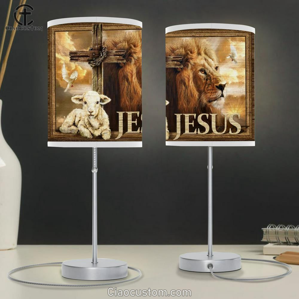 Cute Lamb, Cross Symbol, Amazing Lion, Jesus Table Lamp