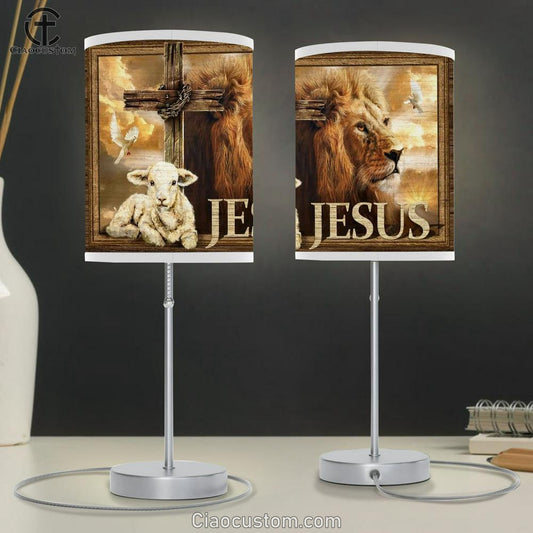 Cute Lamb, Cross Symbol, Amazing Lion, Jesus Table Lamp