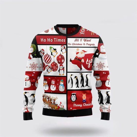 Cute Penguin Santa Claus Ugly Christmas Sweater For Men And Women, Best Gift For Christmas, The Beautiful Winter Christmas Outfit