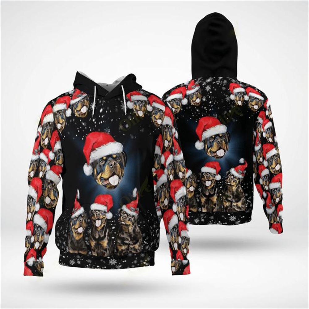 Cute Rottweiler Wearing Christmas All Over Print 3D Hoodie For Men And Women, Best Gift For Dog lovers, Best Outfit Christmas
