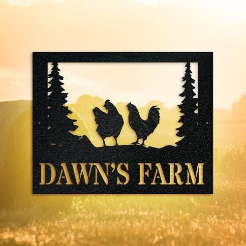 Cutsom Farm Chicken Sign - Chicken Cut Metal Sign - Metal Wall Art - Metal House Sign - Metal Farm Signs - Farmer Gifts