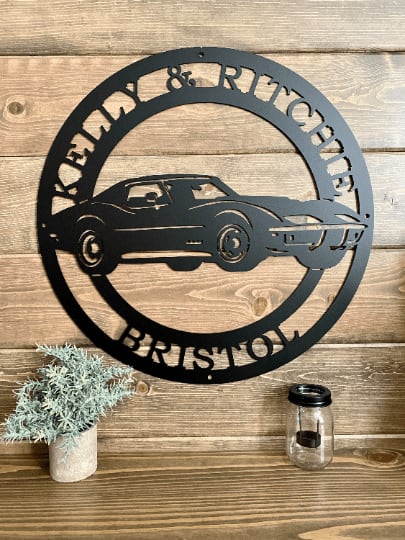 Cutsom Name 1969 Corvette Sports Car Metal Sign - Garage Decorations - Car Sign - Metal Car Garage Wall Art - Cut Metal Sign