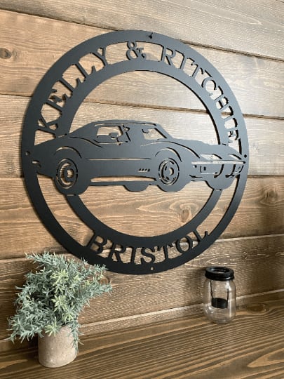 Cutsom Name 1969 Corvette Sports Car Metal Sign - Garage Decorations - Car Sign - Metal Car Garage Wall Art - Cut Metal Sign
