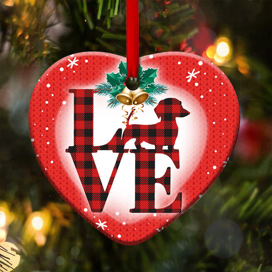 Dachshund 2 Heart Ceramic Ornament - Christmas Ornament - Christmas Gift