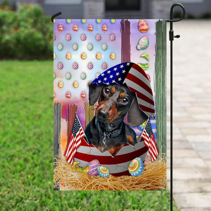 Dachshund American Easter House Flags - Happy Easter Garden Flag - Decorative Easter Flags