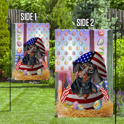 Dachshund American Easter House Flags - Happy Easter Garden Flag - Decorative Easter Flags