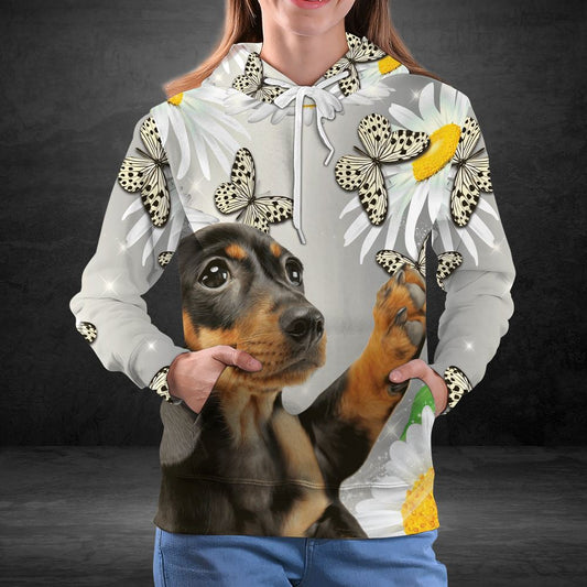 Dachshund Butterfly Daisy All Over Print 3D Hoodie For Men And Women, Best Gift For Dog lovers, Best Outfit Christmas