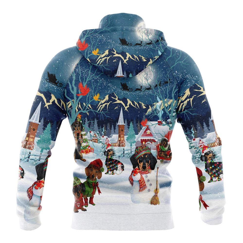 Dachshund Christmas Night All Over Print 3D Hoodie For Men And Women, Best Gift For Dog lovers, Best Outfit Christmas