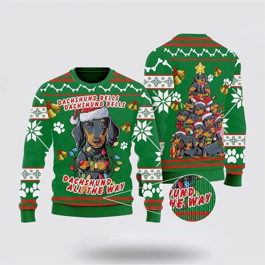 Dachshund Dog Bells Christmas Ugly Christmas Sweater For Men And Women, Gift For Christmas, Best Winter Christmas Outfit
