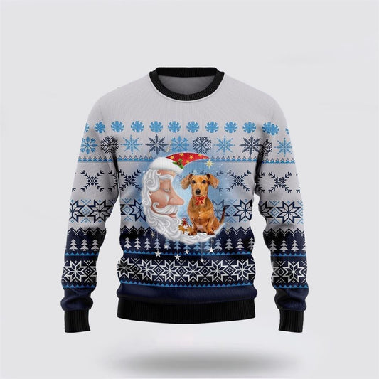 Dachshund Dog Love Santa Moon Ugly Christmas Sweater For Men And Women, Gift For Christmas, Best Winter Christmas Outfit