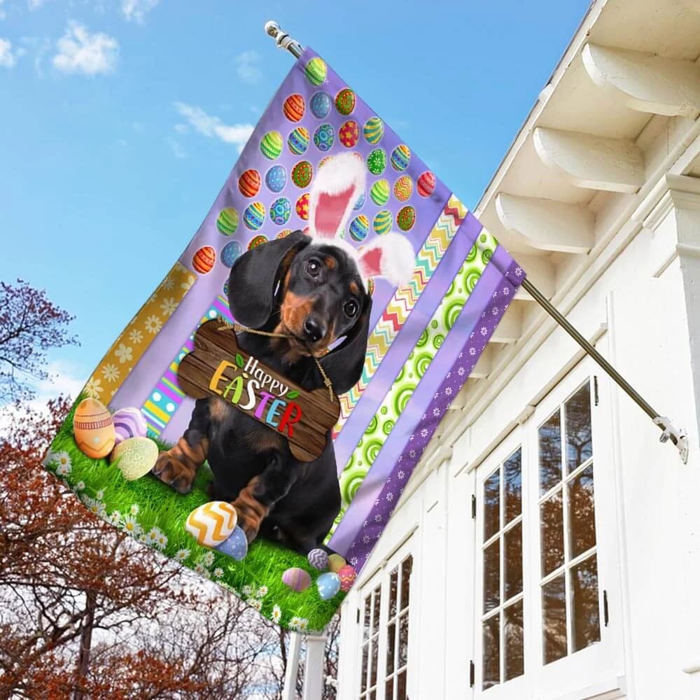 Dachshund Happy Easter American House Flag - Easter Garden Flag - Easter Outdoor Decor