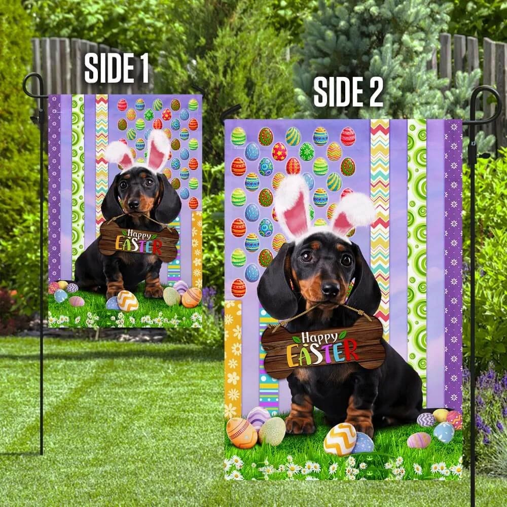 Dachshund Happy Easter American House Flag - Easter Garden Flag - Easter Outdoor Decor