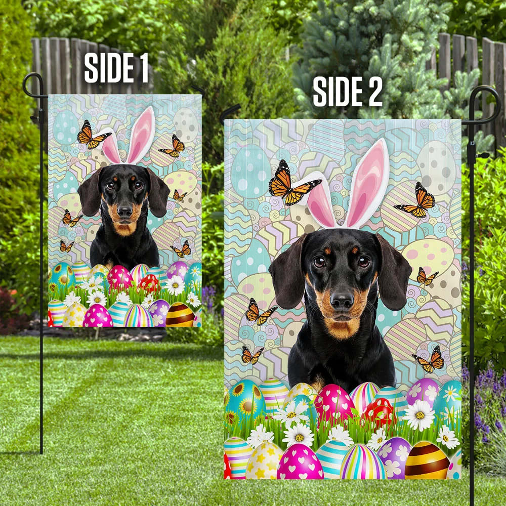 Dachshund Happy Easter House Flag - Easter Garden Flag - Easter Outdoor Decor