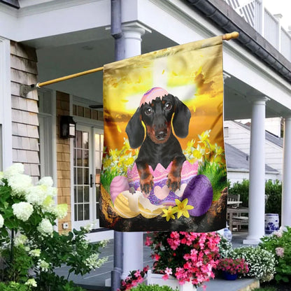 Dachshund Is Ready For Easter House Flag - Happy Easter Garden Flag - Decorative Easter Flags