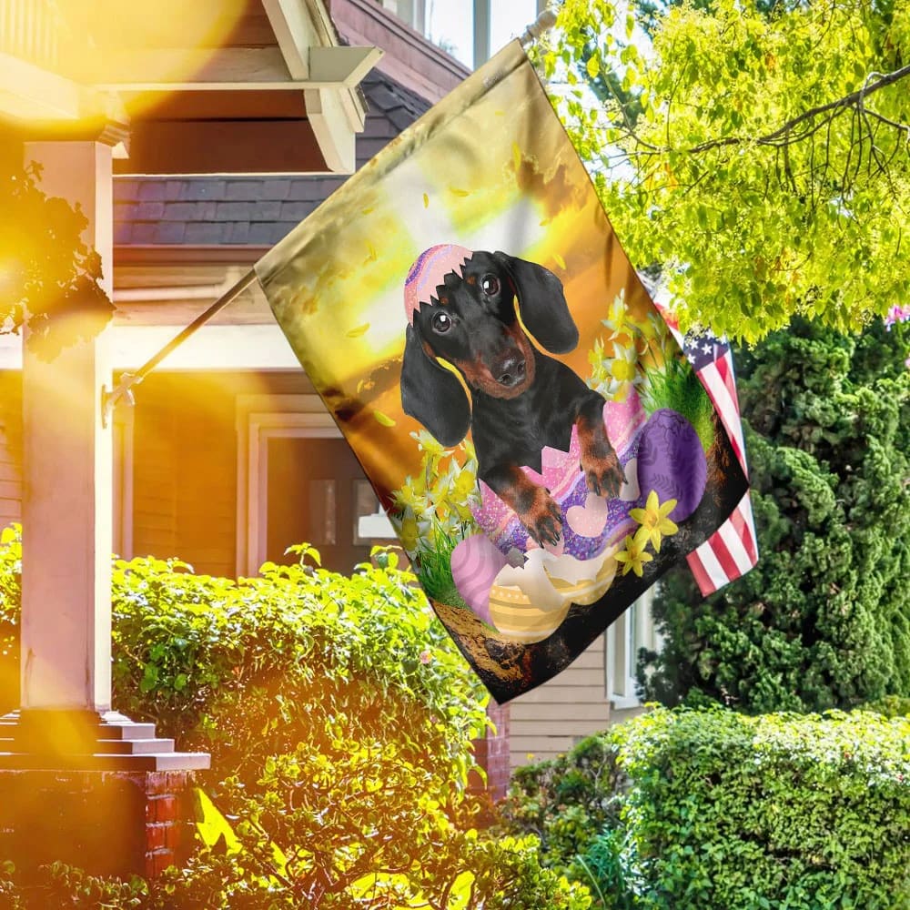 Dachshund Is Ready For Easter House Flag - Happy Easter Garden Flag - Decorative Easter Flags