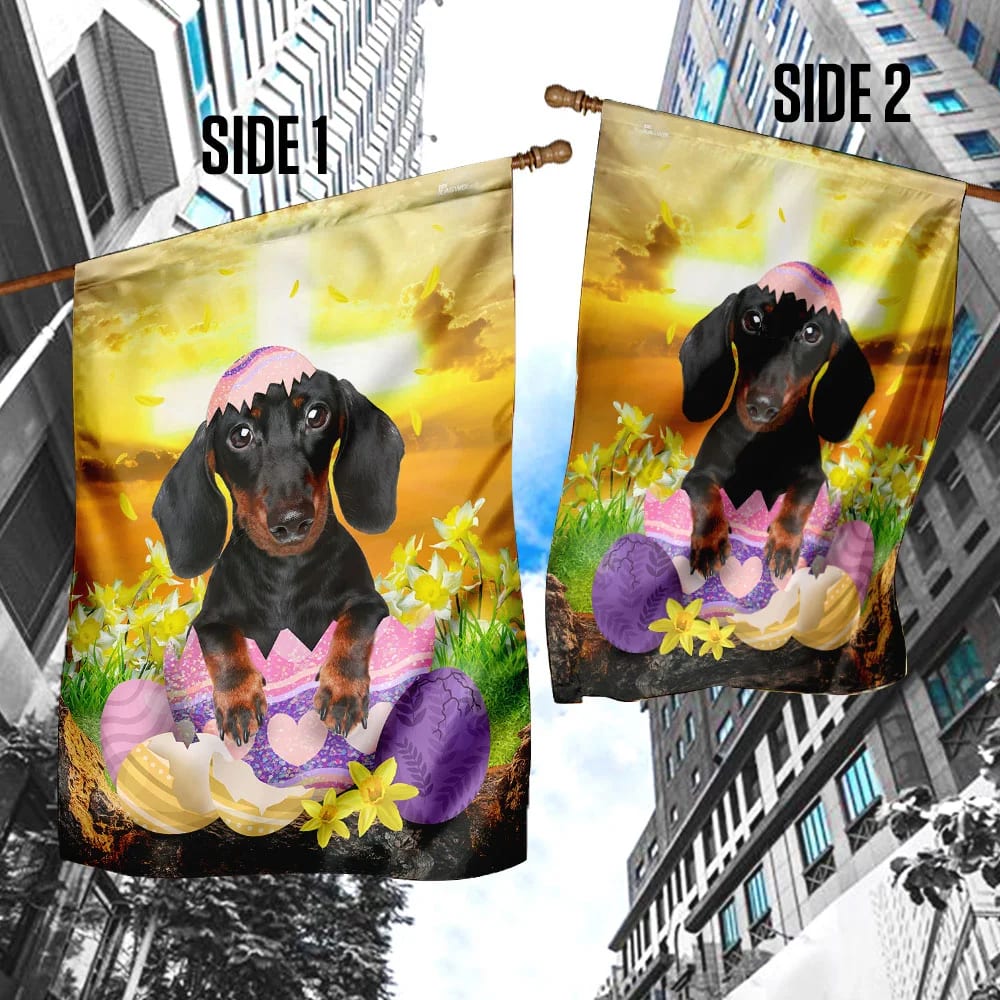 Dachshund Is Ready For Easter House Flag - Happy Easter Garden Flag - Decorative Easter Flags