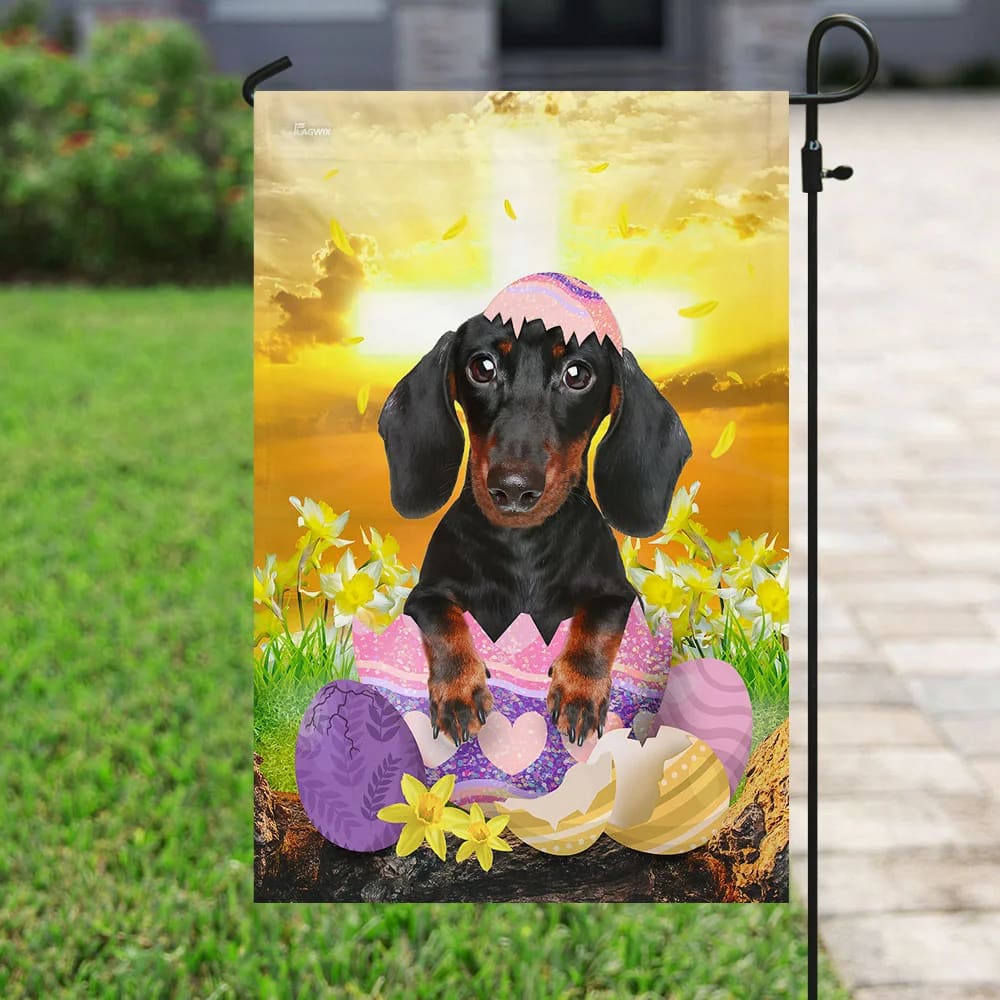 Dachshund Is Ready For Easter House Flag - Happy Easter Garden Flag - Decorative Easter Flags