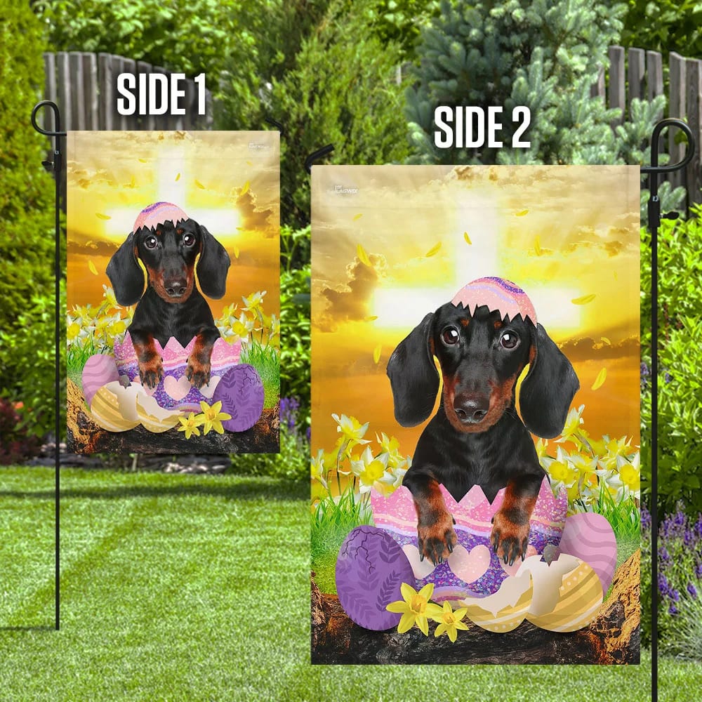 Dachshund Is Ready For Easter House Flag - Happy Easter Garden Flag - Decorative Easter Flags