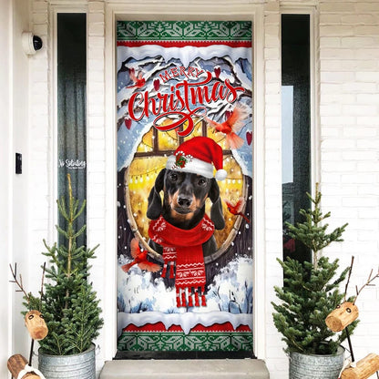 Dachshund Merry Christmas Door Cover - Dachshund Lover Gifts - Door Christmas Cover