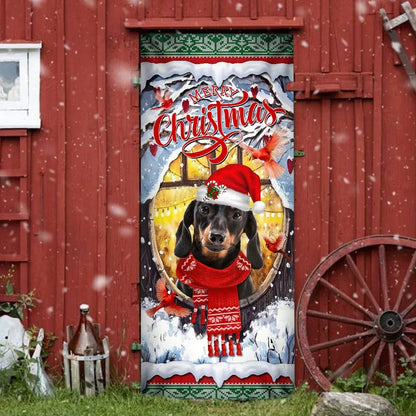 Dachshund Merry Christmas Door Cover - Dachshund Lover Gifts - Door Christmas Cover