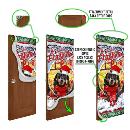 Dachshund Merry Christmas Door Cover - Dachshund Lover Gifts - Door Christmas Cover