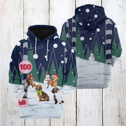Dachshund Playing Christmas All Over Print 3D Hoodie For Men And Women, Best Gift For Dog lovers, Best Outfit Christmas