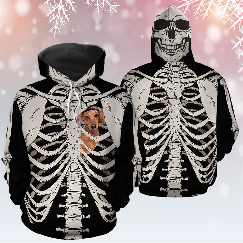 Dachshund Skeleton All Over Print 3D Hoodie For Men And Women, Best Gift For Dog lovers, Best Outfit Christmas