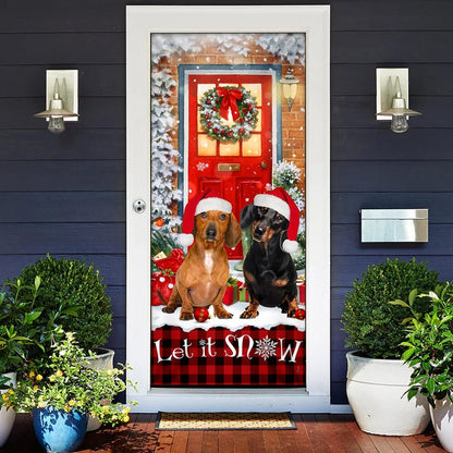 Dachshunds Christmas Door Cover - Dachshund Lover Gifts - Door Christmas Cover