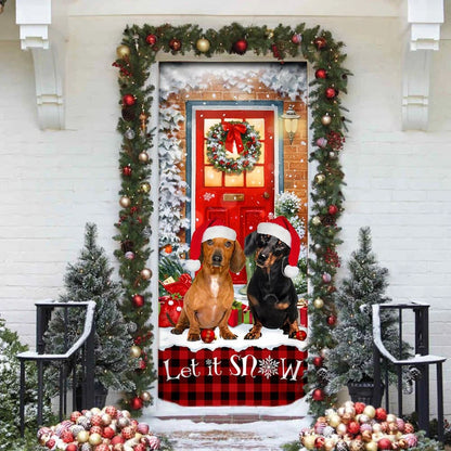 Dachshunds Christmas Door Cover - Dachshund Lover Gifts - Door Christmas Cover