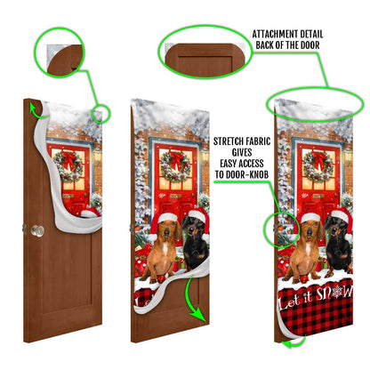 Dachshunds Christmas Door Cover - Dachshund Lover Gifts - Door Christmas Cover