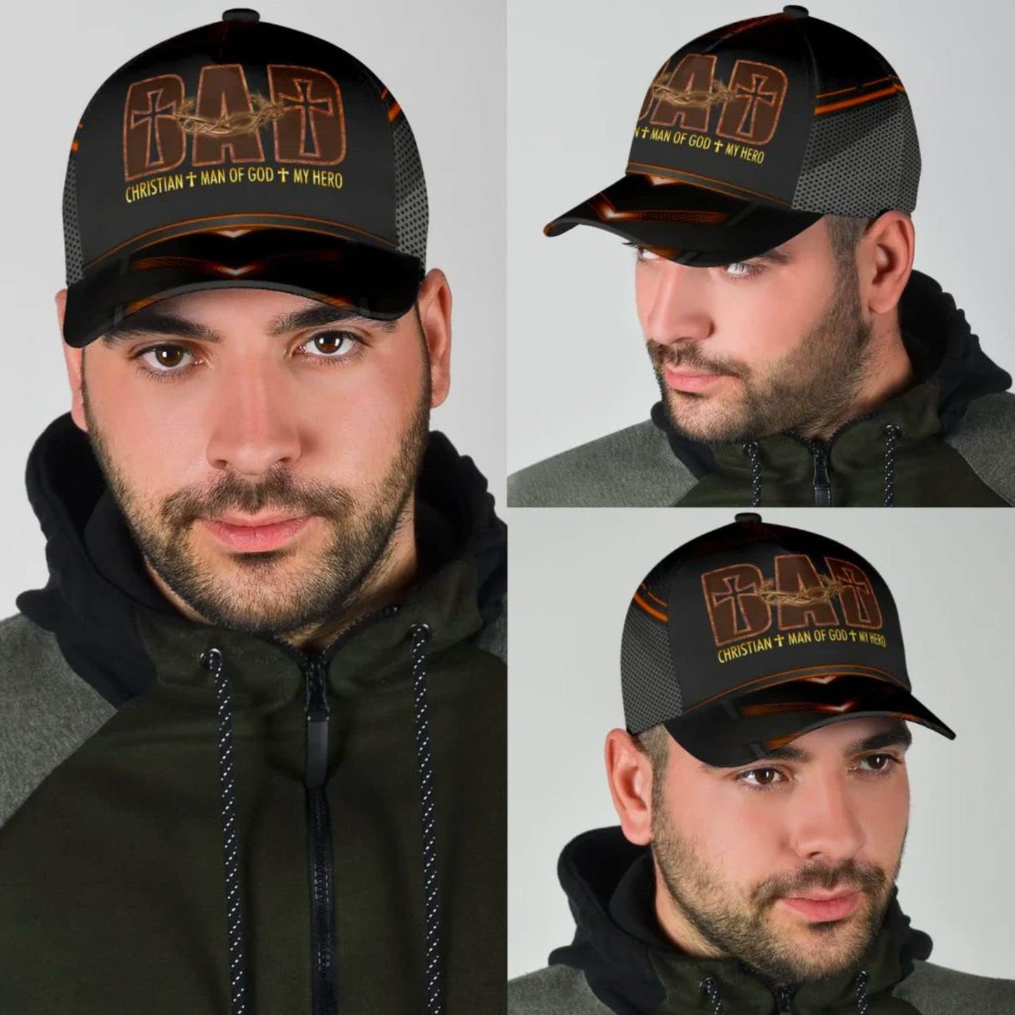 Dad Christian Man Of God My Hero Baseball Cap - Christian Hats for Men and Women