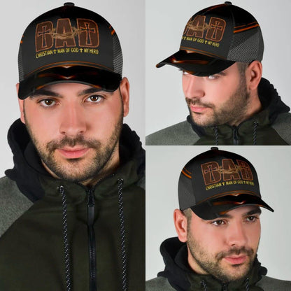 Dad Christian Man Of God My Hero Baseball Cap - Christian Hats for Men and Women