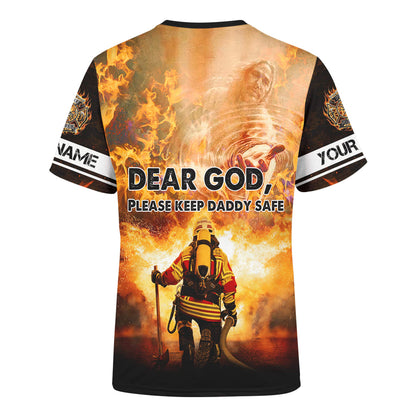Dad God Please Keep Daddy Safe Jesus Family Faith Customized Shirt - Christian 3d Shirts For Men Women