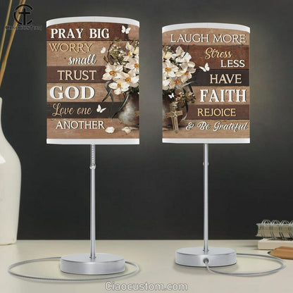 Daffodil Flower White Butterfly Pray Big Worry Small Trust God Table Lamp