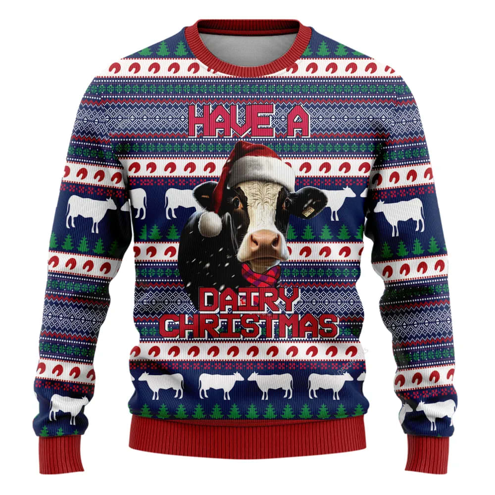 Dairy Cow Merry Christmass Ugly Christmas Sweater, Farm Sweater, Christmas Gift, Best Winter Outfit Christmas
