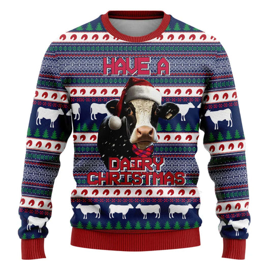 Dairy Cow Merry Christmass Ugly Christmas Sweater, Farm Sweater, Christmas Gift, Best Winter Outfit Christmas