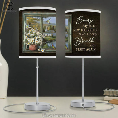 Daisy Every day is a new beginning Table Lamp For Bedroom - Bible Verse Table Lamp - Religious Room Decor