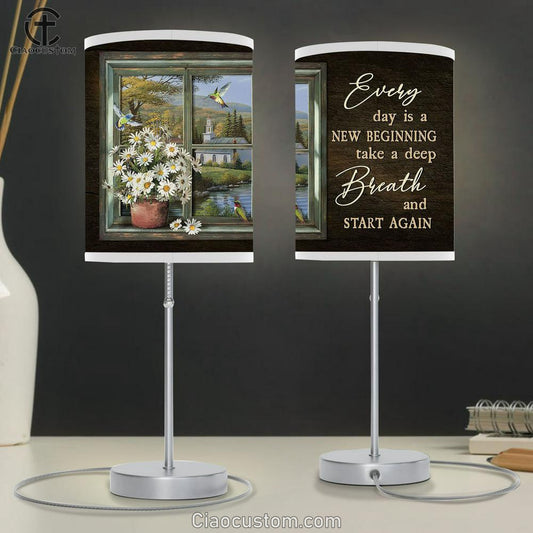 Daisy Every day is a new beginning Table Lamp For Bedroom - Bible Verse Table Lamp - Religious Room Decor