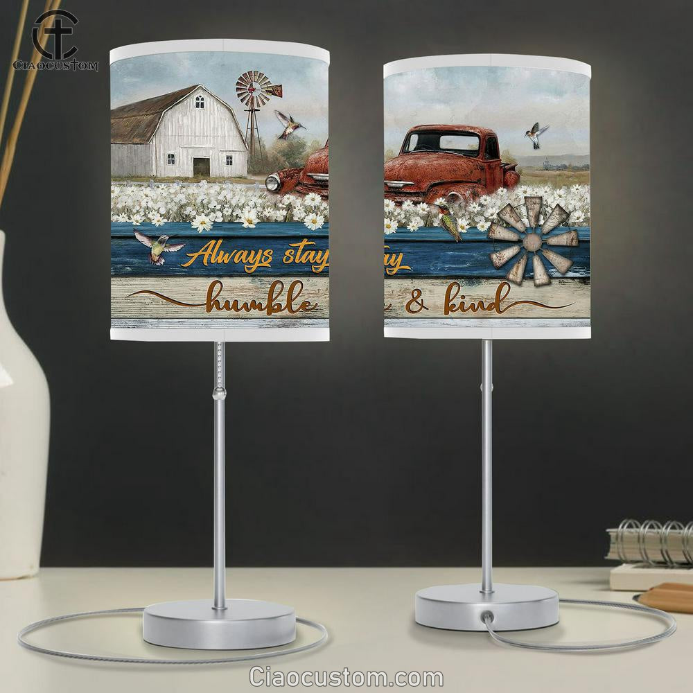 Daisy Field Old Ladybug Car Always Stay Humble And Kind Table Lamp For Bedroom - Bible Verse Table Lamp - Religious Room Decor