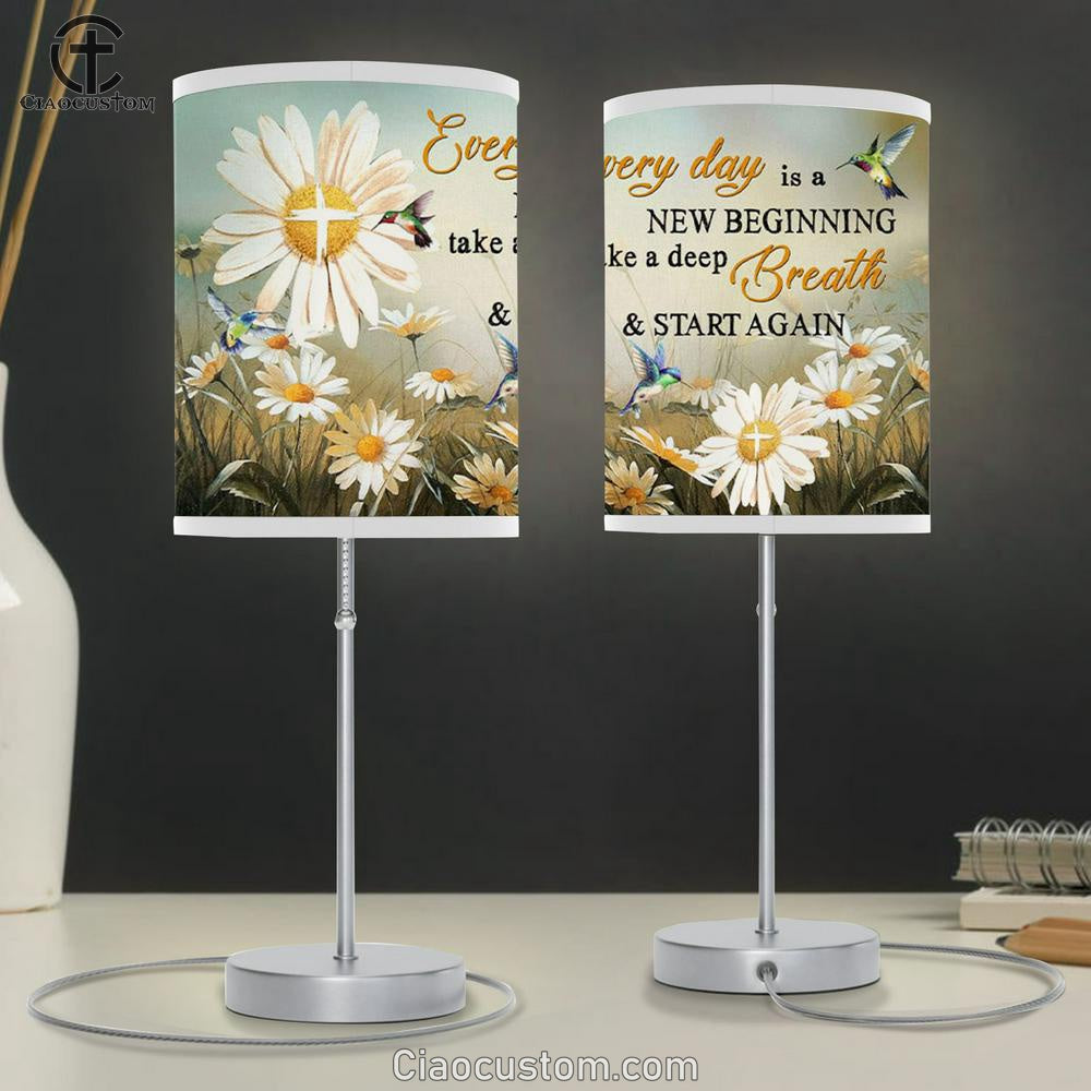 Daisy Flower - Every Day Is A New Beginning Christian Table Lamp For Bedroom - Christian Room Decor