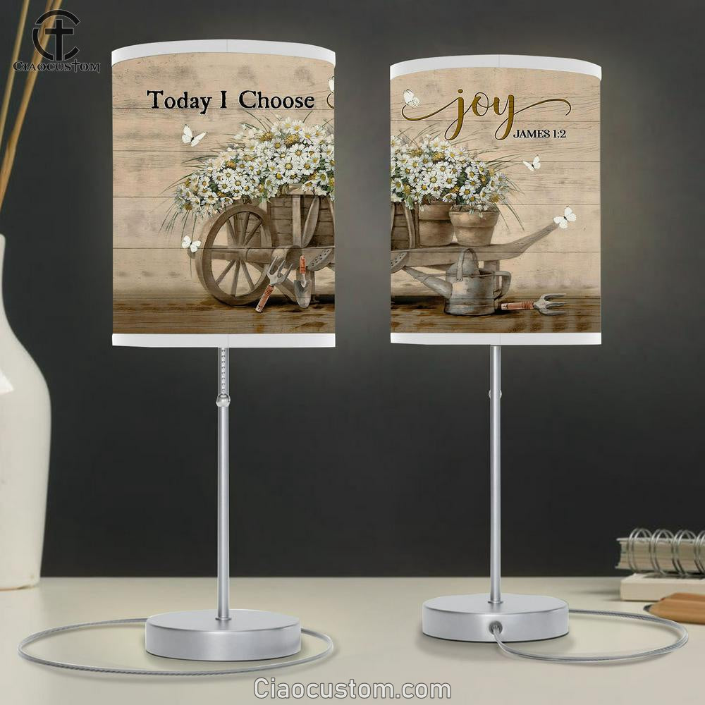 Daisy Flower Today I Choose Joy Table Lamp Prints - Religious Table Lamp Art - Christian Home Decor
