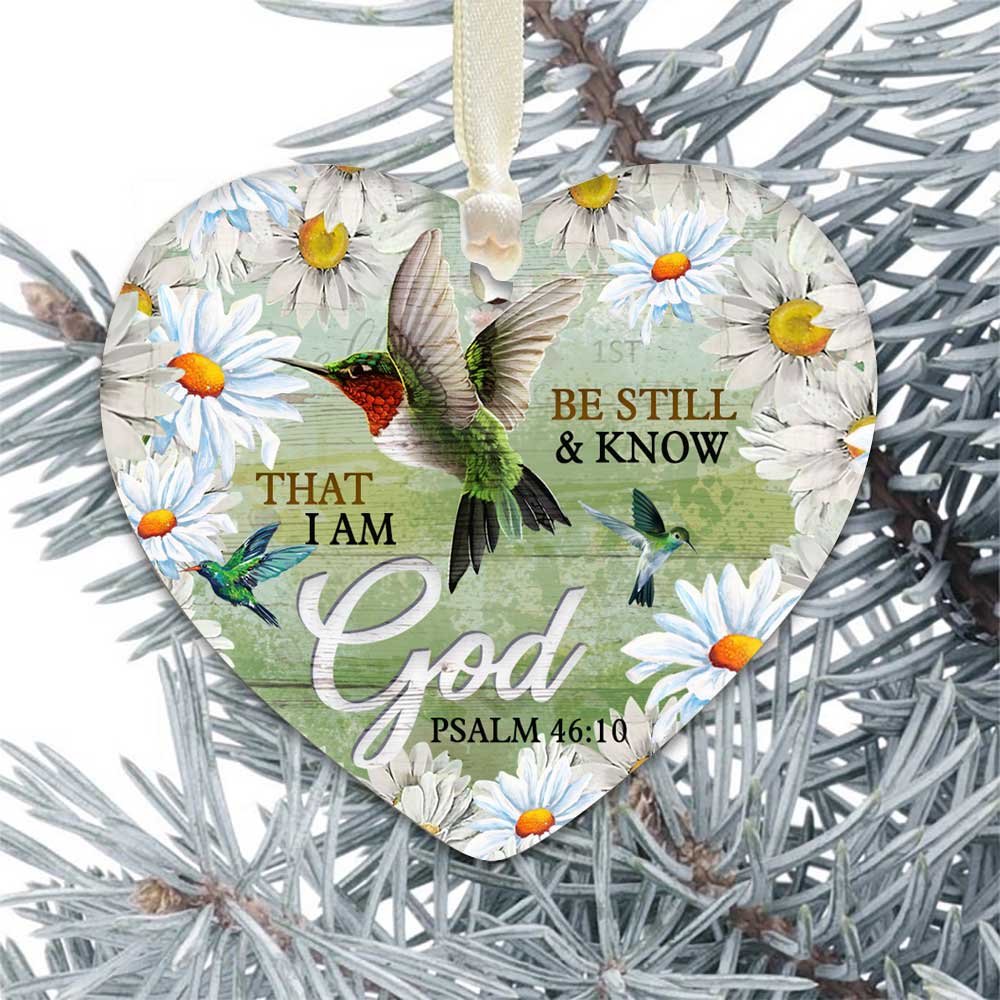 Daisy Hummingbird Faith Heart Ceramic Ornament - Christmas Ornament - Christmas Gift