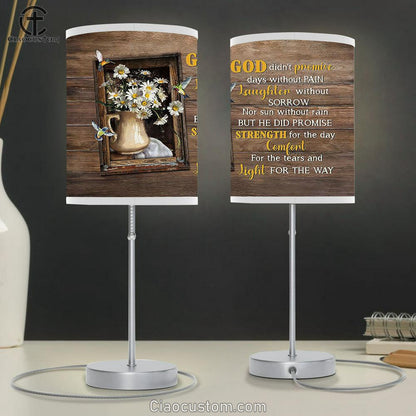 Daisy Hummingbird God didn't promise days without pain Table Lamp For Bedroom - Bible Verse Table Lamp - Religious Room Decor