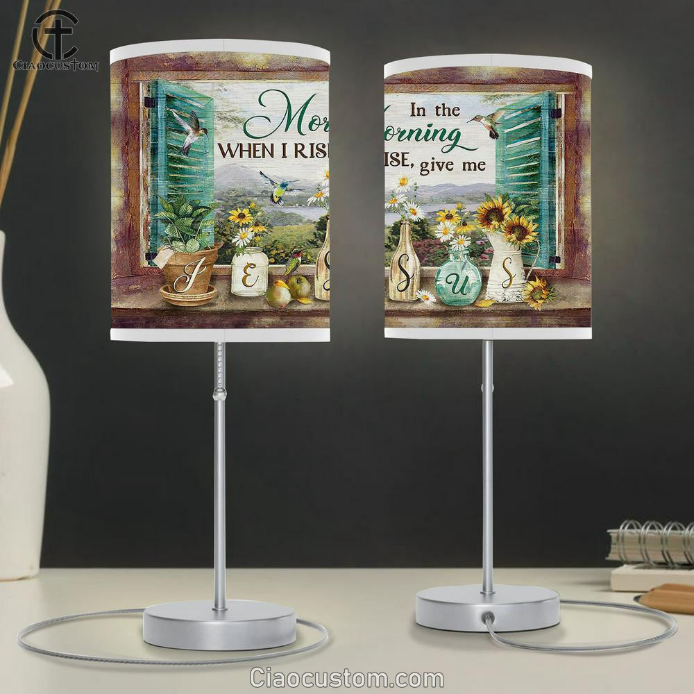 Daisy Hummingbird In The Morning When I Rise Give Me Jesus Table Lamp For Bedroom - Bible Verse Table Lamp - Religious Room Decor