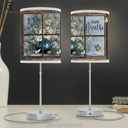Daisy Vase, Antique Window, Colorful Butterfly, Just Breathe Table Lamp
