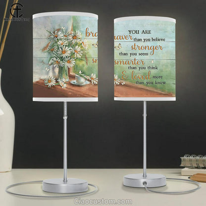 Daisy You are braver than you believe Table Lamp For Bedroom - Bible Verse Table Lamp - Religious Room Decor