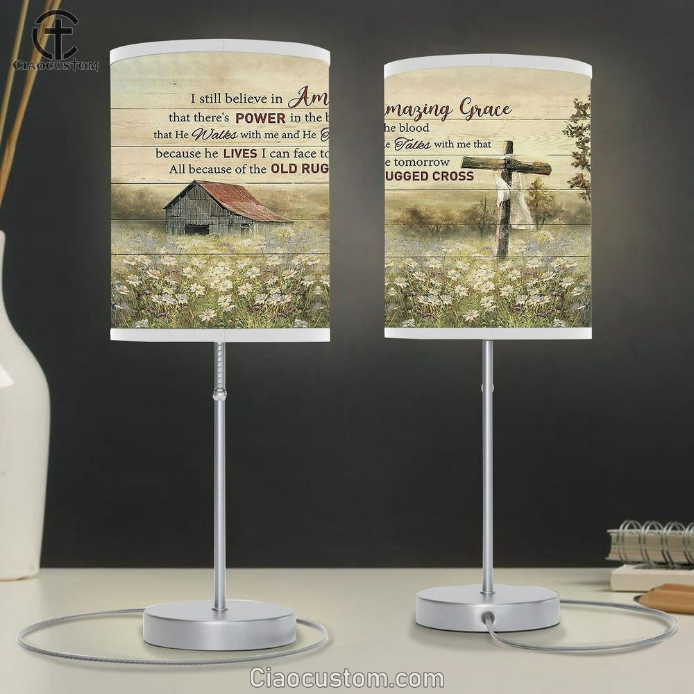 Daisy field I still believe in Grace Table Lamp For Bedroom - Bible Verse Table Lamp - Religious Room Decor