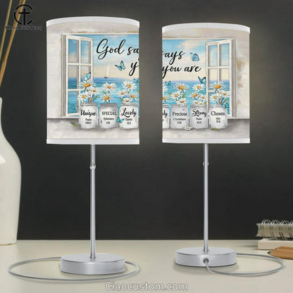 Daisy flower God says you are Table Lamp For Bedroom - Bible Verse Table Lamp - Religious Room Decor