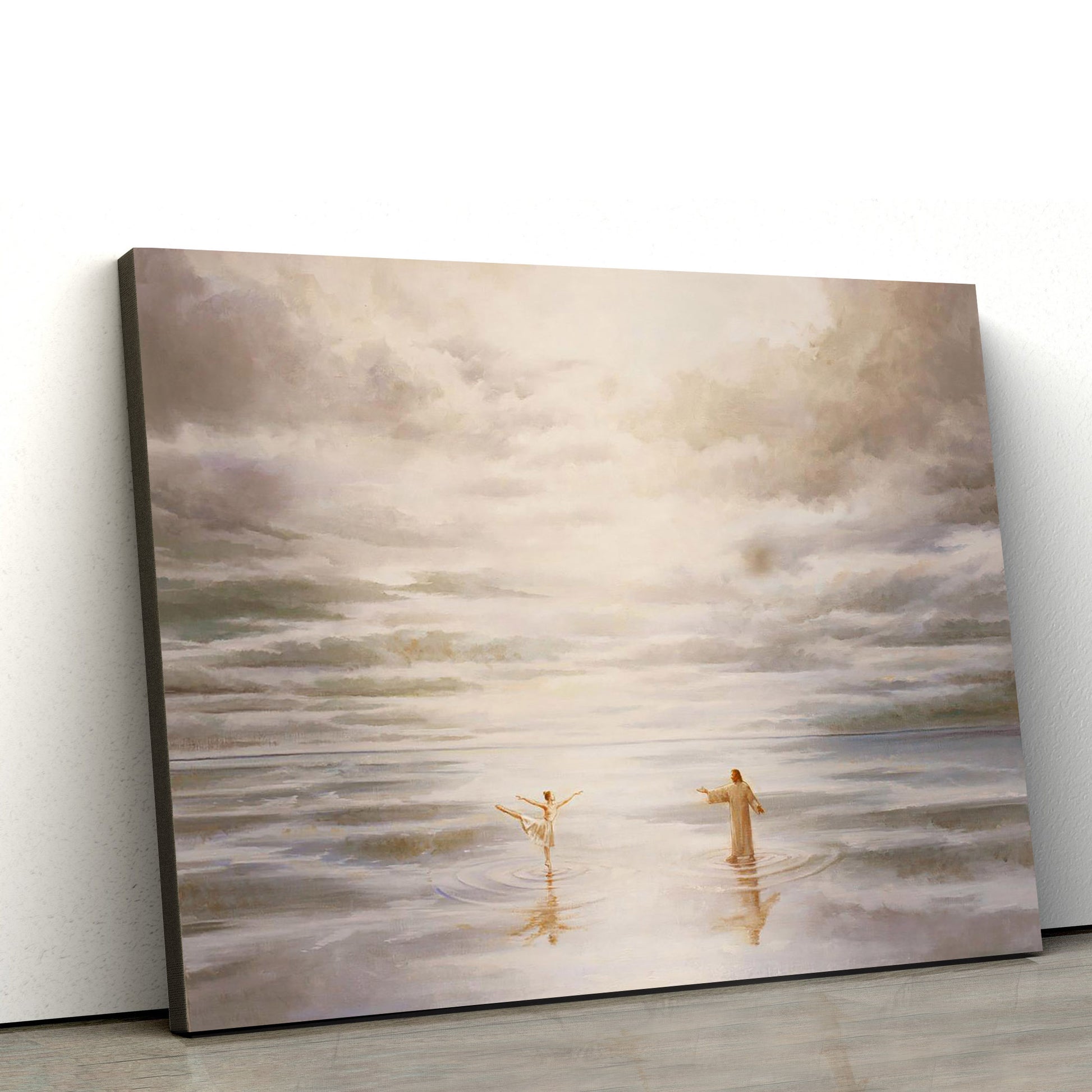 Dancing On Water Canvas Wall Art - Jesus Picture - Christian Wall Decor