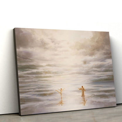 Dancing On Water Canvas Wall Art - Jesus Picture - Christian Wall Decor